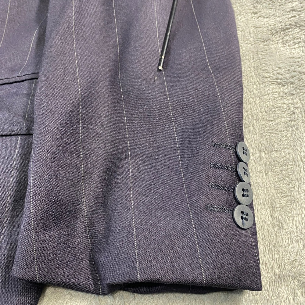 Yves Saint Laurent Blazer Mens 54 Navy Pinstripe Wool Cashmere Vintage 80s 90s - Picture 9 of 12